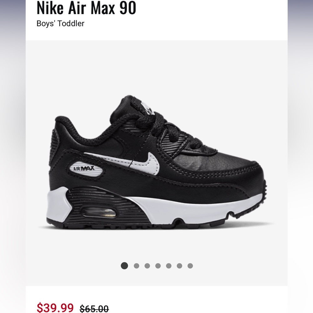 Nike Kids' Air Max 90 Black White Sneakers - Picture 2 of 6